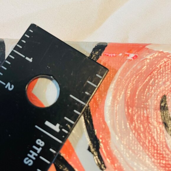 Hand-Painted Abstract Canvas Art Of Woman Rosy Headdress & Bold Eyes Signed RP - Picture 7 of 10